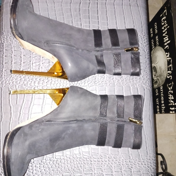 Herve Leger black leather side zip open toe ankle boot made in Italy 38.5 - Picture 4 of 13